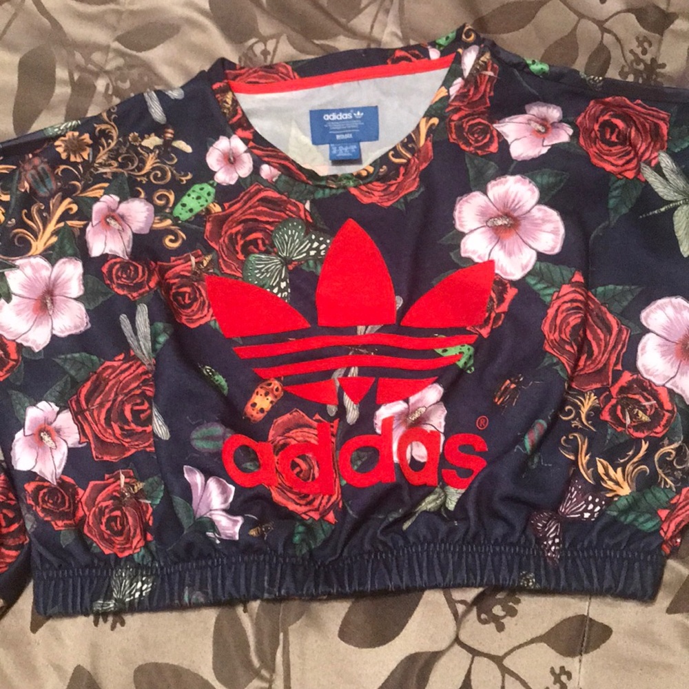 Adidas blue and red rose flower shirt!!